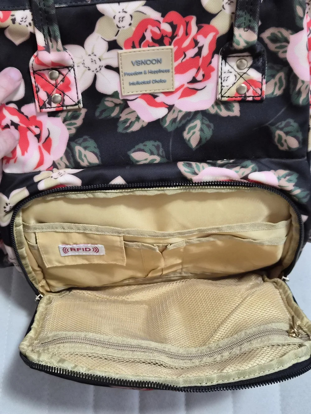 Floral Black & Pink Tote Backpack -